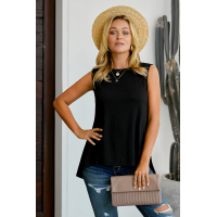 Black Relaxed Flowy Tank Top