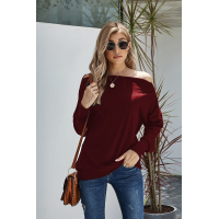 Red Ribbed Zip Knit Top