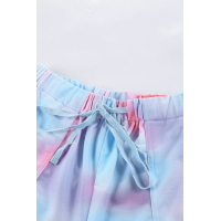 Multicolor Print Drawstring Casual Elastic Waist Pocketed Shorts