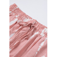 Pink Tie Dye Drawstring Casual Shorts