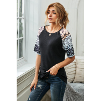 Leopard Chic Dotty Sleeve Black Top