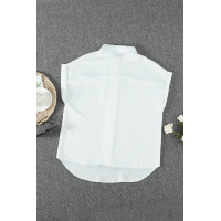 White Collared Button Short Sleeves Shirt