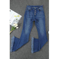 Frayed Hem Flared Denim Jeans