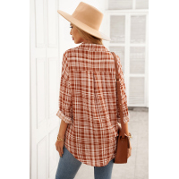 Relaxed Fit Plaid Button Shirt