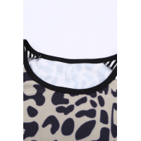 Striped Leopard Splicing Black Long Sleeve Top