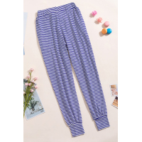 Blue Striped Casual Joggings