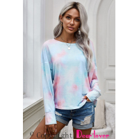 Orange Tie Dye Pullover Long Sleeve Top