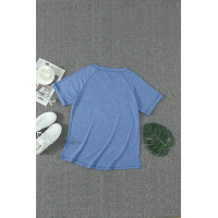 Blue Heathered Round Neck T-shirt