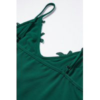 Green Lace Cami Tank Top with Adjustable Spaghetti Straps