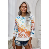 High Low Hem Tie-dye Print Top with Slits