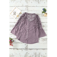 Purple Crochet Lace Button Top