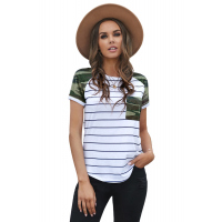 Green Striped Camo Pocketed Patch Tee