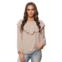 Apricot Ruffle Lantern Long Sleeve Top