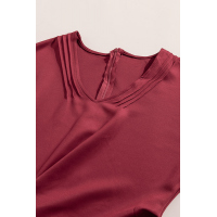 Red V Neck Cutout Inverted Pleat Bodycon Dress