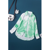 Green Whirlwind Tie Dye Button Shirt with Pocket