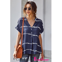 Blue Striped Folded Short Sleeve Shirt