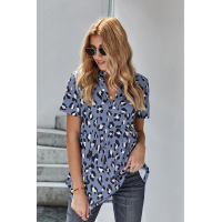 Charcoal Leopard Collared Baby Doll Top