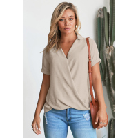 Apricot Crepe Drape Blouse