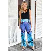 Aqua and Purple Printed Palazzo Pants