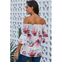 Gray Bring on The Floral Off The Shoulder Top