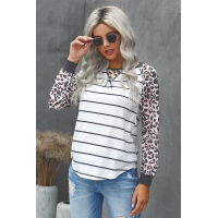 Striped Leopard Raglan Top