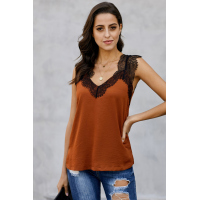 Orange One More Night Lace Cami Tank