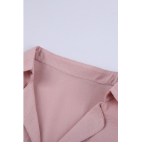 Pink Short Sleeve Button Solid Shirt