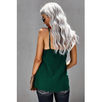 Green Lace Cami Tank Top with Adjustable Spaghetti Straps