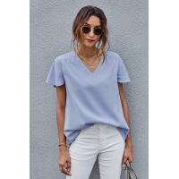 Sky Blue V Neck Short Sleeve Tee