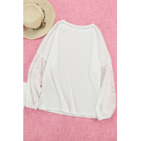 White Loose Casual Puffy Sleeve Top