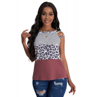 Striped Leopard Block Strappy Tank