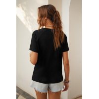 Black Round Neck Raglan Sleeve T-shirt