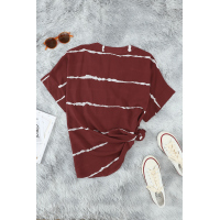 Red Striped Folded Short Sleeve Shirt