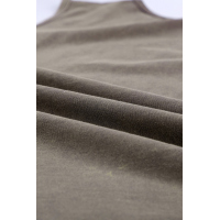 Gray Round Neck Cotton Blend Tank