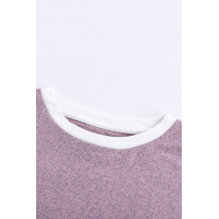 Splicing Sleeve Pink Knit Top