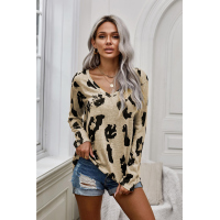 Long Sleeves Leopard Print Blouse