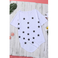 White Star Print Short Sleeve T-shirt 