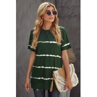 Green Tie-dye Stripe Casual T-Shirt