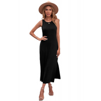 Black Side Slit Sleeveless Midi Dress