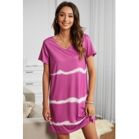 Pink Tie Dye Casual Mini Dress