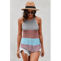 Multicolor Color Block Striped Knit Tank Top