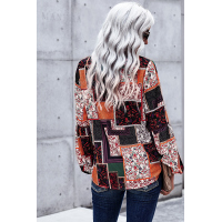 Multicolor Bohemian Floral Print Patchwork Top