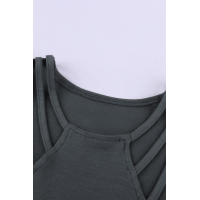 Gray Brief Studded Detail Multi-Strap Casual Tank Top