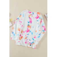 White Oversize Scrawl Print Long Sleeve Top