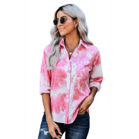 Pink Whirlwind Tie Dye Button Shirt with Pocket