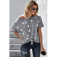 Dusty Blue Star Print Short Sleeve T-shirt 