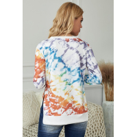 High Low Hem Tie-dye Print Top with Slits