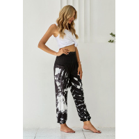 Black Boho Tie-dye Casual Loose Hippy Harem Pants