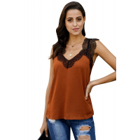 Orange One More Night Lace Cami Tank