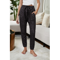 Gray Casual Skinny Leopard Print Pants